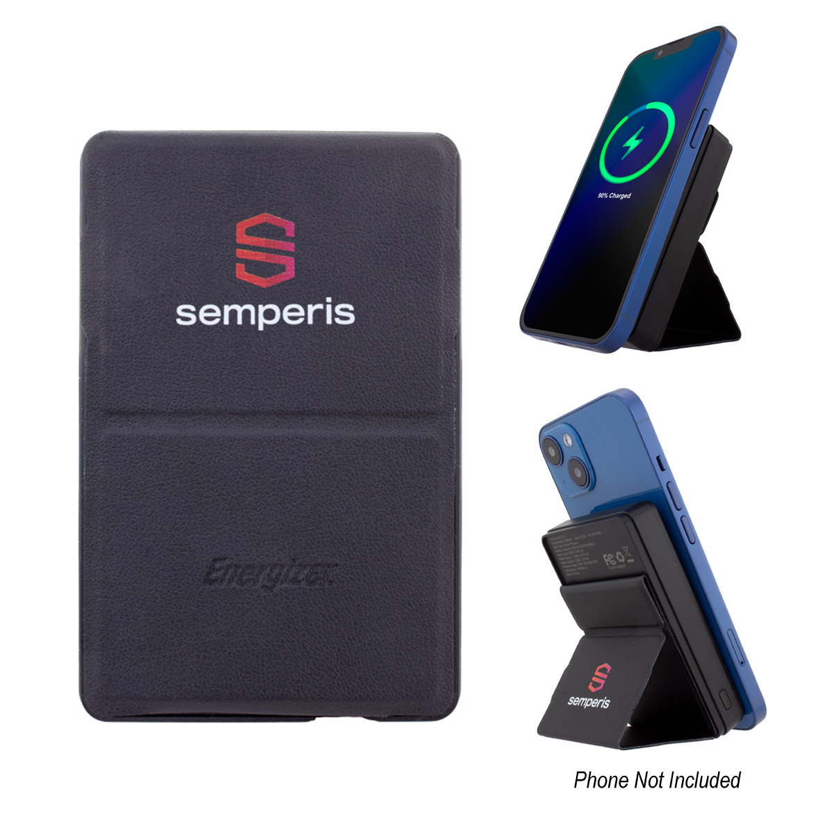 5,000 mAh Energizer® Mag-N-Kick™ Wireless Charger Power Bank And Phone Stand