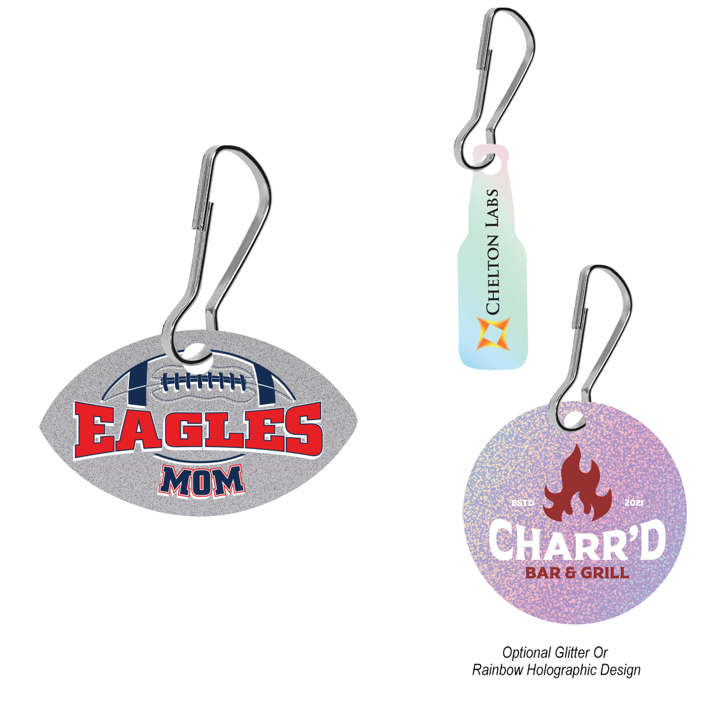 Custom Shape Acrylic Zipper Pull - Up To 2 Sq. In.