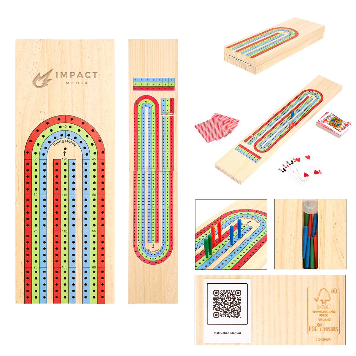 3-Track Travel Cribbage Game